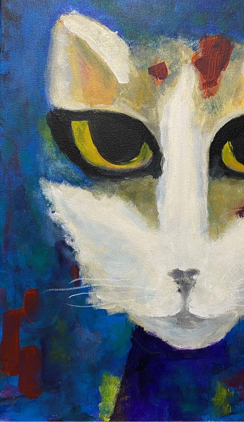 Moody Blue Cat - Mona Barbu Art