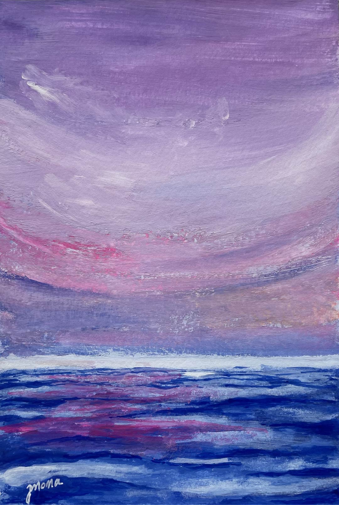 Seascape in pink and violet - Mona Barbu Art