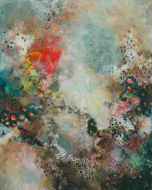 Abstract artwork with a mix of colours and textures