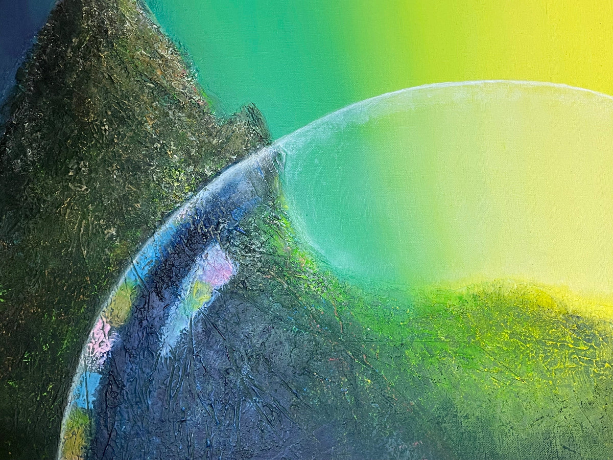 Abstract art with a gradient of green and yellow colors
